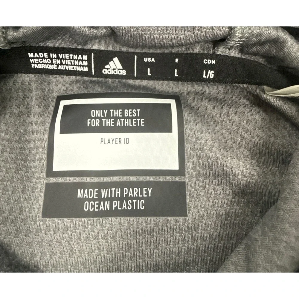 Adidas Mens Large Team Ready Hooded Long Sleeve Shirt Gray Parley NWT